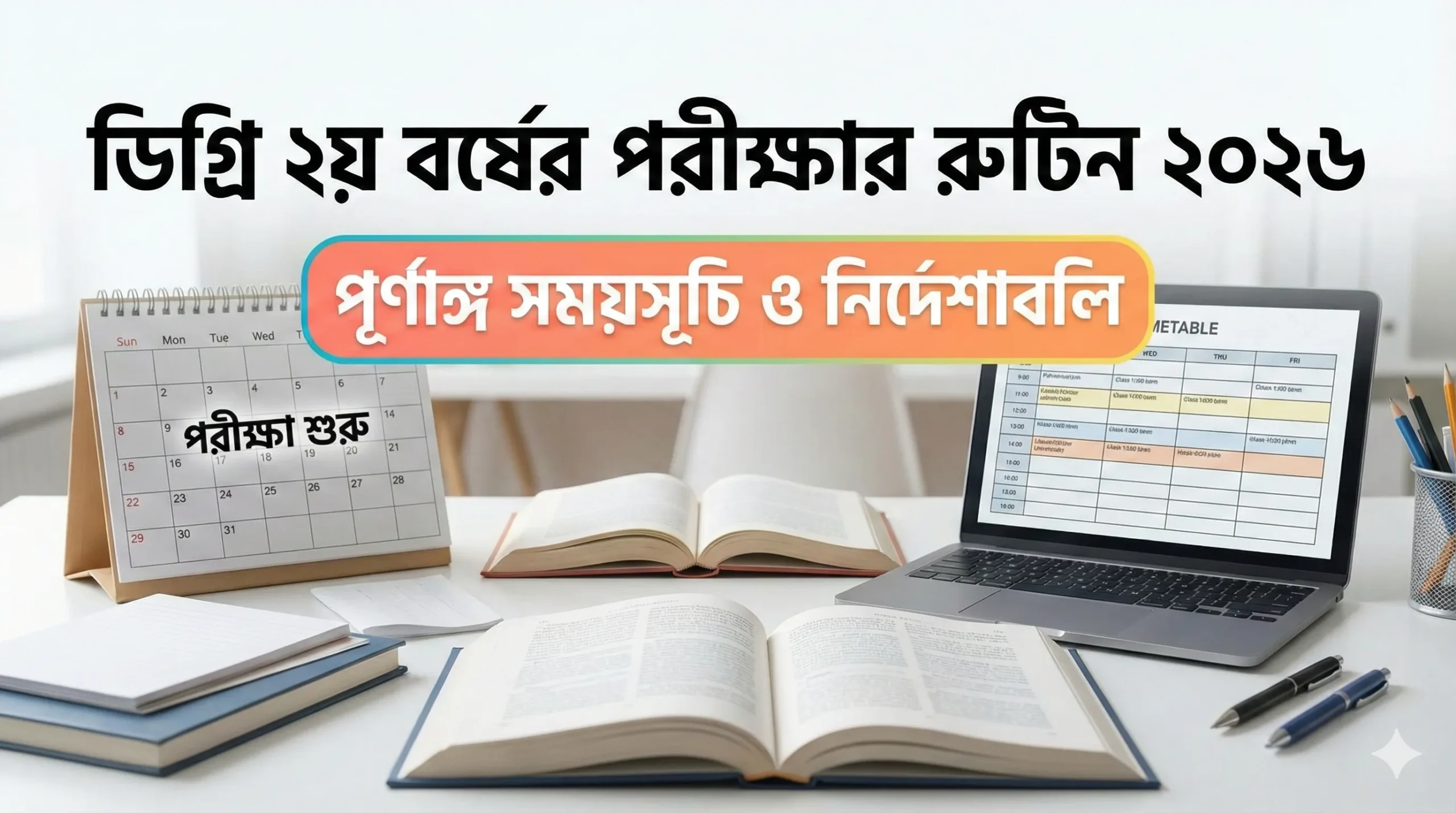 ডিগ্রি ২য় বর্ষের পরীক্ষার রুটিন ২০২৬ পূর্ণাঙ্গ সময়সূচি ও নির্দেশাবলি