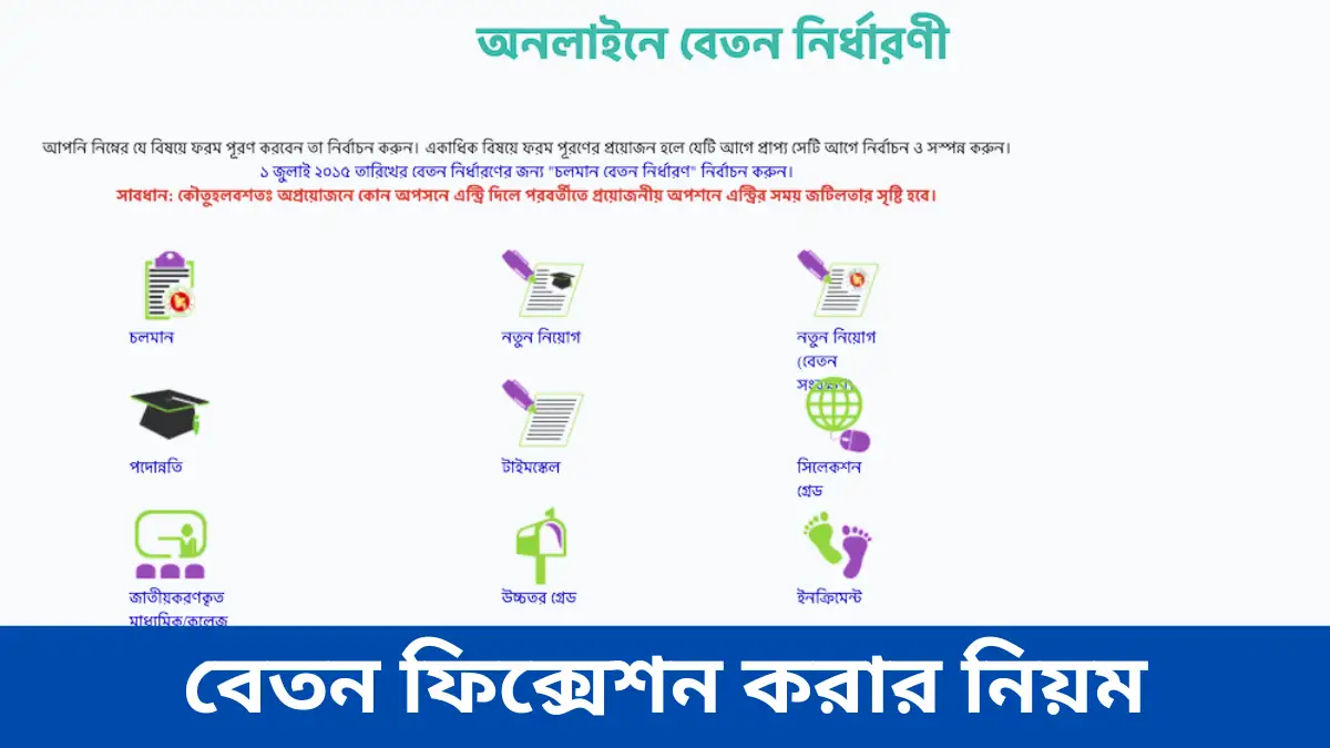 বেতন ফিক্সেশন করার নিয়ম (Pay Fixation 2026)