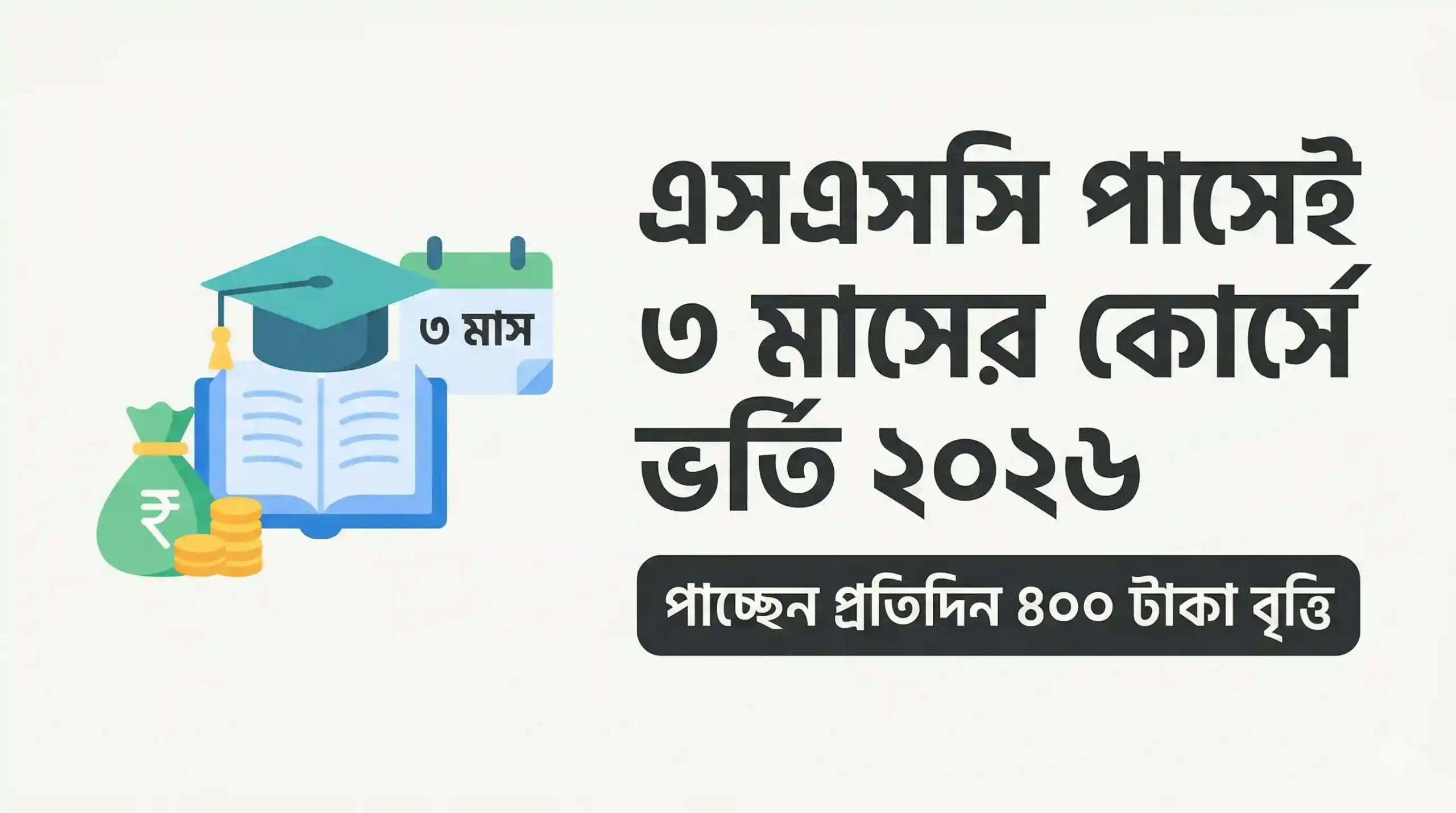 এসএসসি পাসেই ৩ মাসের কোর্সে ভর্তি ২০২৬: পাচ্ছেন প্রতিদিন ৪০০ টাকা বৃত্তি
