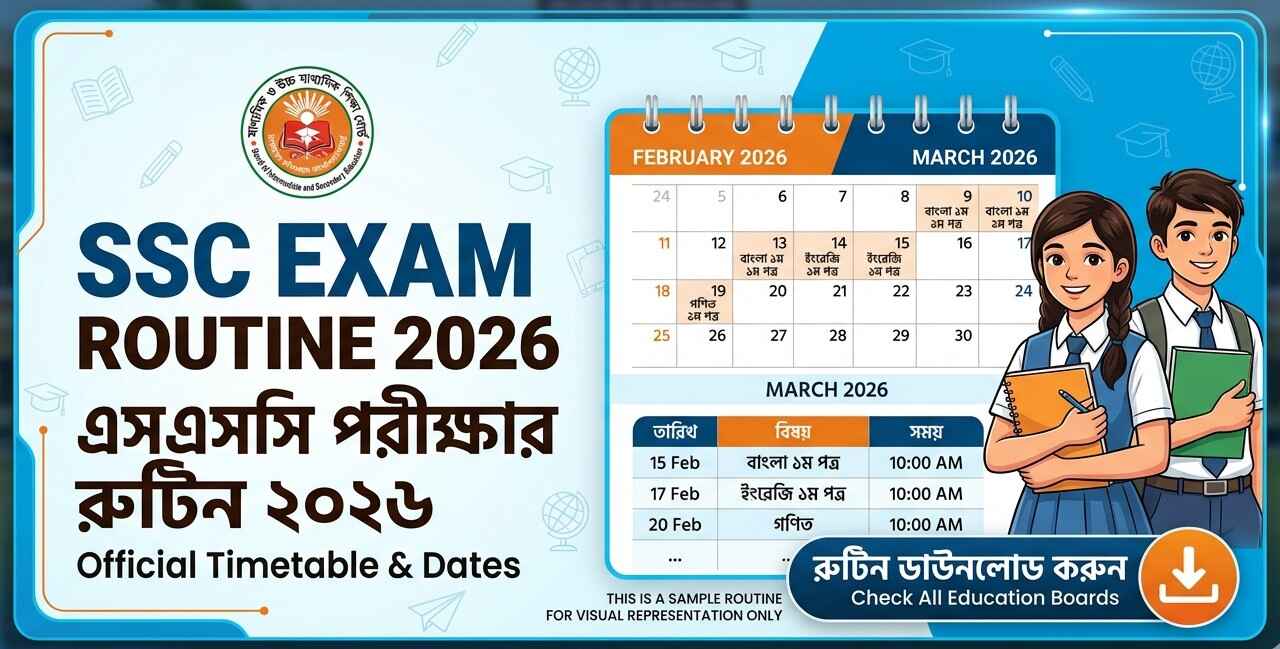 এসএসসি পরীক্ষার রুটিন ২০২৬ SSC Exam Routine 2026